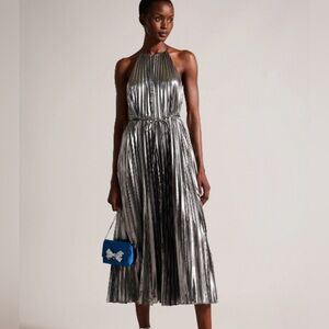 Ted baked JUUDIIE PLEATED  HALTERNECK SATIN MIDI DRESS SIZE 2 color